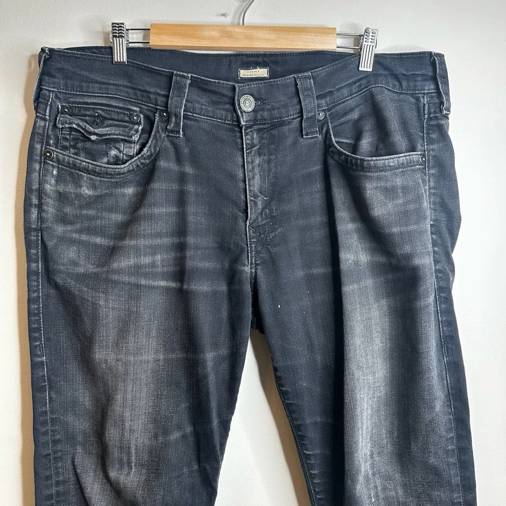 True Religion Ricky Relaxed Straight Mens 38 (actual 40x31) Black Denim Jeans